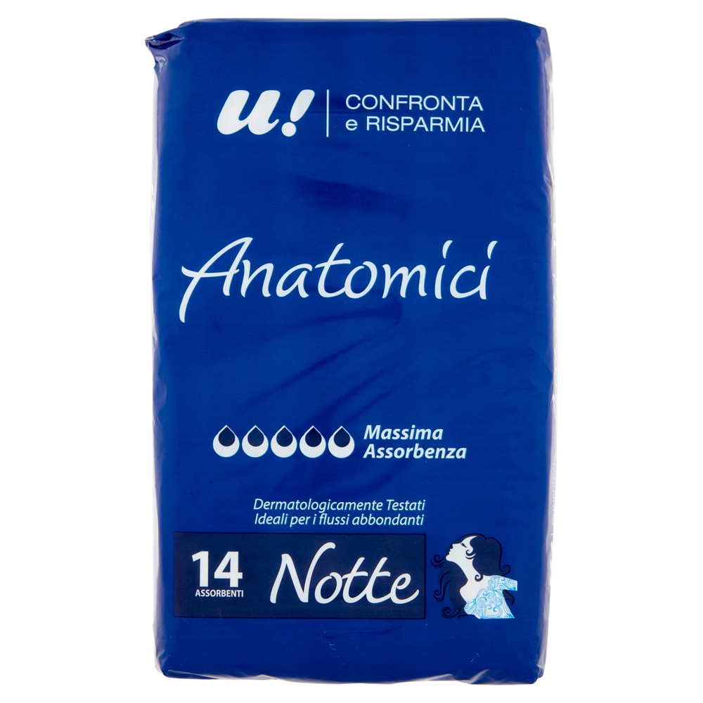 14 Assorbenti Anatomici Notte U! Confronta e Risparmia